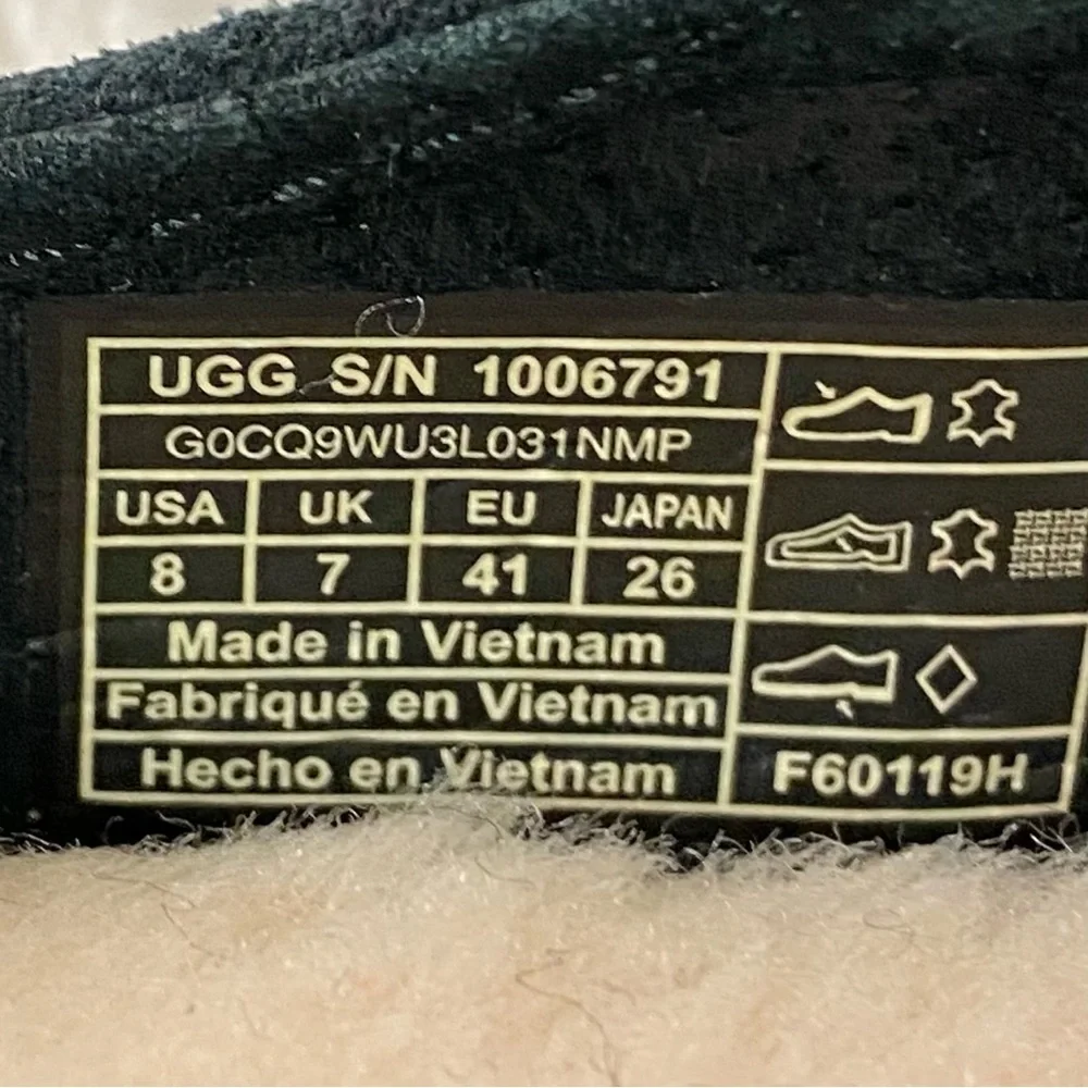 UGG Alamar Men Clog Slippers Size 8 Black Suede Shearling Sheepskin Slip On NEW